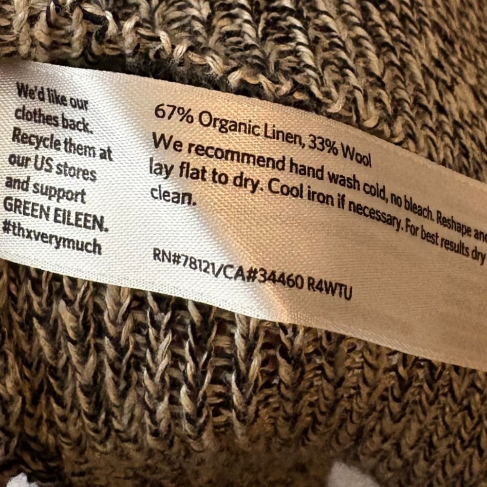 Eileen Fisher‎ Marled Knit Sweater M Gray Organic Linen Wool V-Neck High Low - Picture 6 of 7